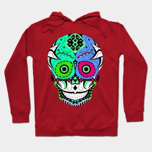 death with a mexican smile ecopop art in floral day of the dead pattern catrinas Hoodie